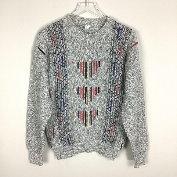 Vintage Men's 80s Marled Knit Sweater Classic - Picture 3 of 13